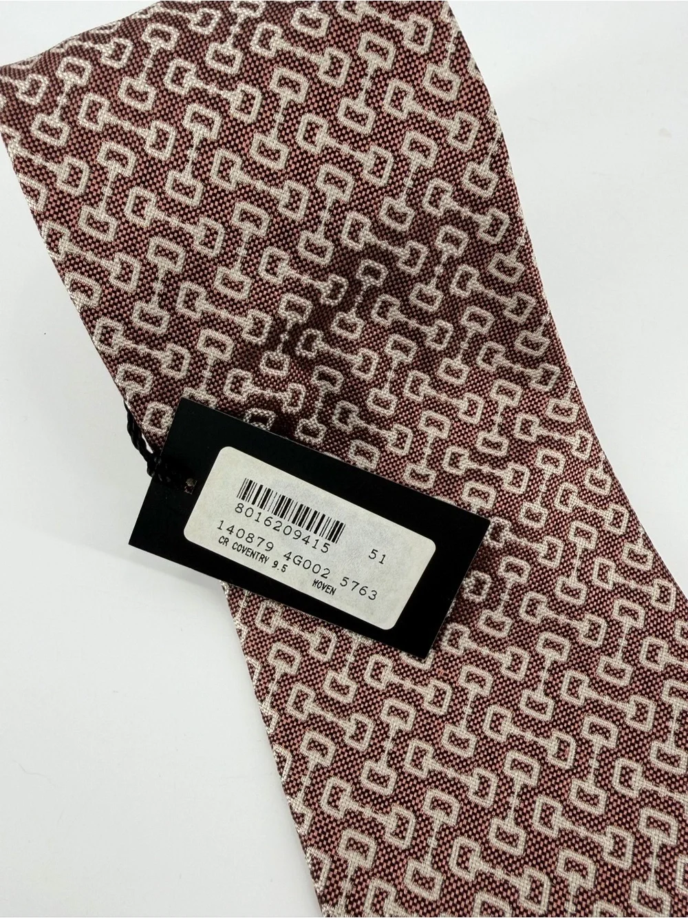 GUCCI NWT Horsebit 100% Silk Woven Jacquard Business Tie